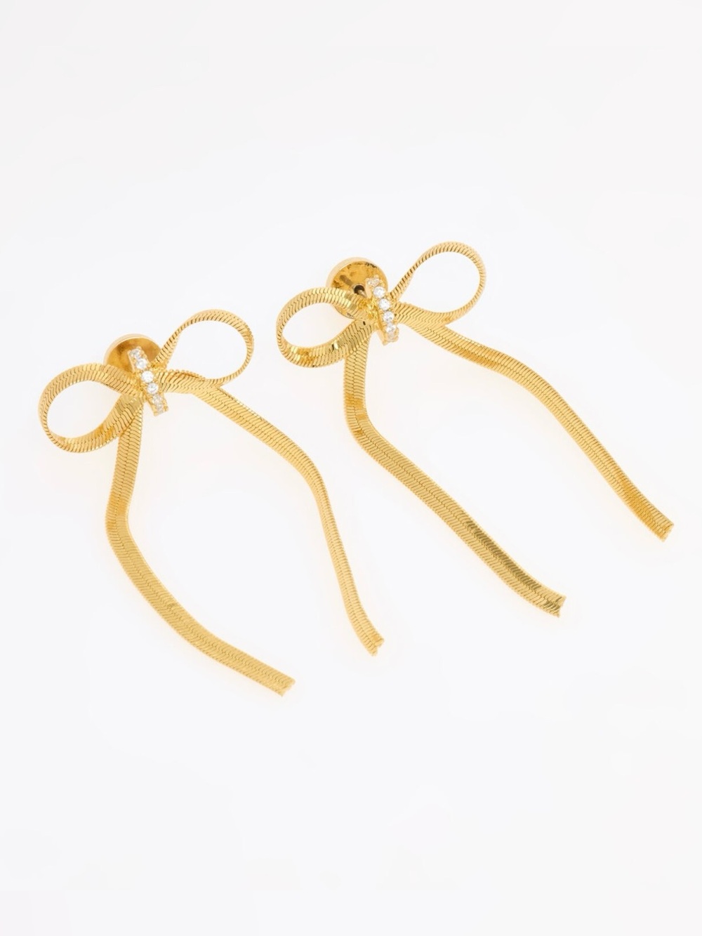 Gold-tone & Cubic Zirconia Bow Drop Statement Earrings